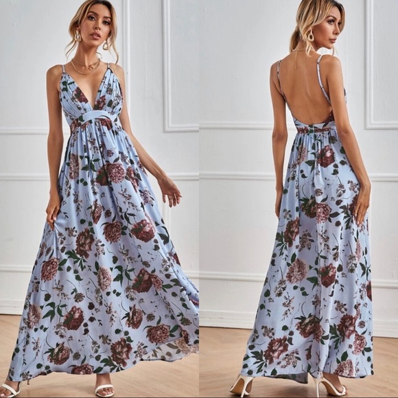 backless floral maxi dress - Picture 2 of 9